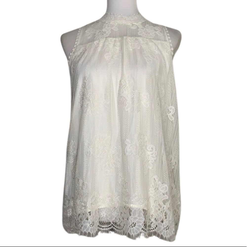 IT’S OUR TIME Sleeveless Lace High Neck Blouse S
